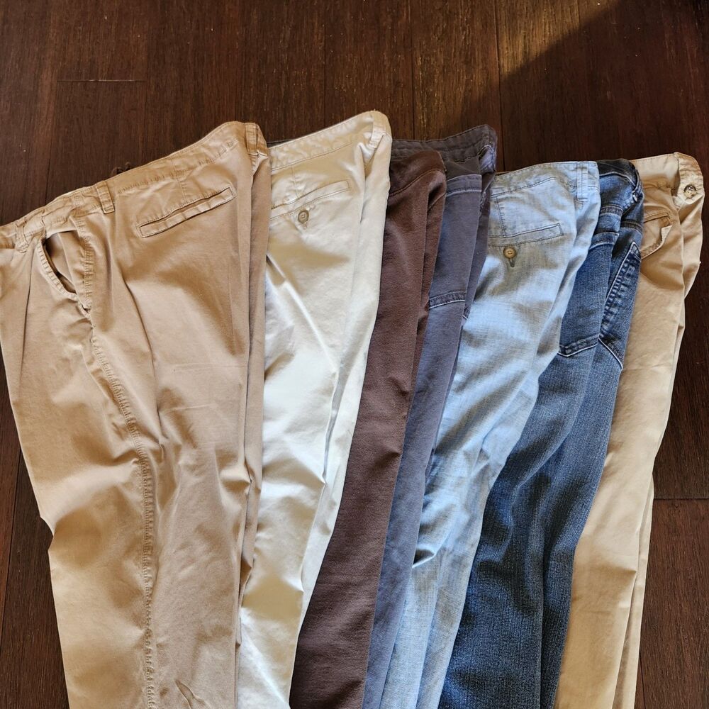 Women's Size 14 Pants Lot 7 Pairs Gap Eddie Bauer Bandolino Jeans Capri Casual - Picture 2 of 3